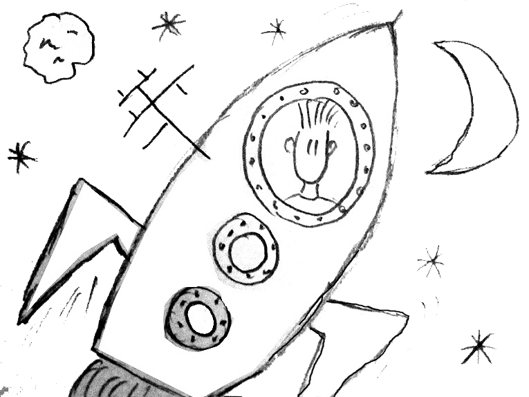 Rakete im Weltraum