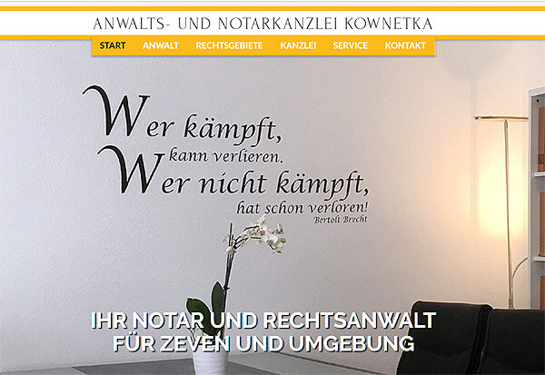 Screenshot Referenz Kanzlei Kownetka